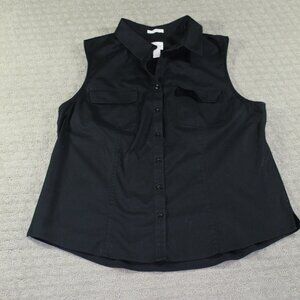 Chico's Black Collared Sleeveless Button Down Top Size 2.5 / US 14